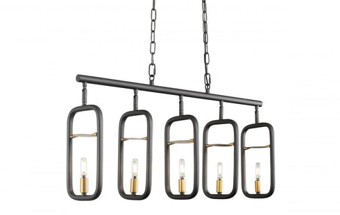 Varaluz Bar None 5 Light Linear Aged Gol Rustic Model: 327N05AGRB