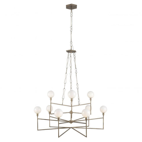 Varaluz Bodie 9 Light Chandelier Glossy Opal White Model: 314C09HG
