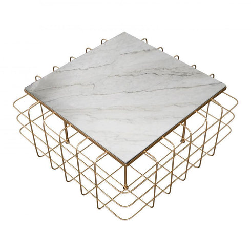 Varaluz Casa Grid Coffee Table Gol White Marble Model: 430A02GOWM