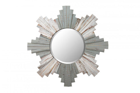 Varaluz Casa Sunburst 32 Inch Framed Beveled Wood Mirror Model: 405A50