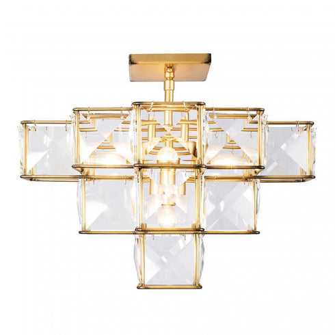 Varaluz Cubic 5 Light Ceiling Fixture Calypso Gold Model: 329S05CG