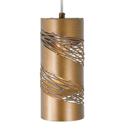 Varaluz Flow 1 Light Cylinder Mini Pendant Hammered Model: 240M01HO