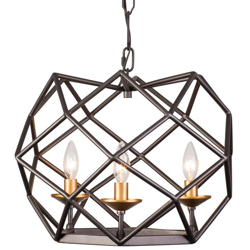 Varaluz Geo 3 Light Pendant Antique Gol Rustic Model: 295P03AGRB