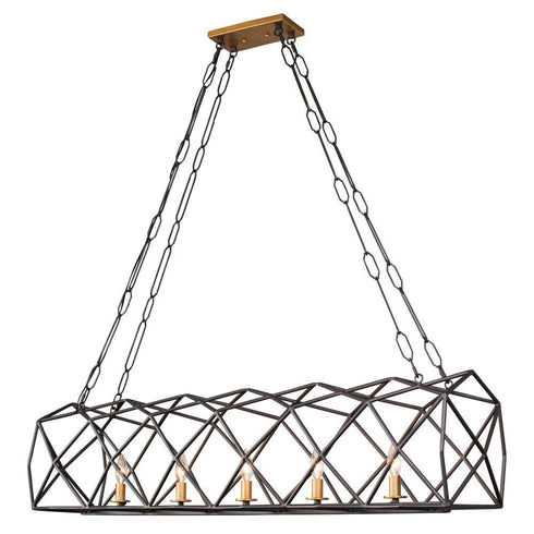 Varaluz Geo 5 Light Linear Pendant Antique Gol Model: 295N05AGRB
