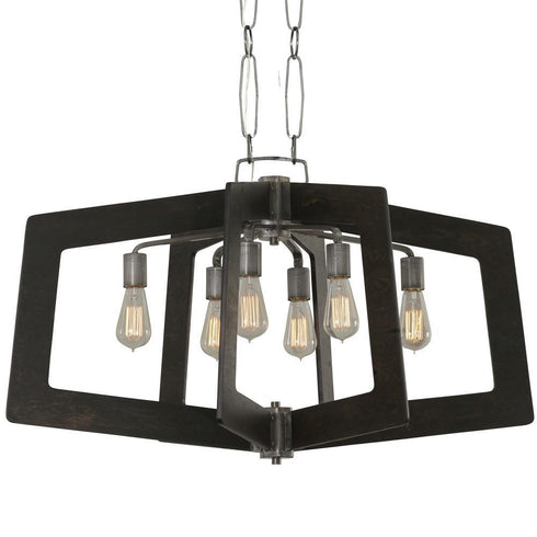 Varaluz Lofty 6 Light Linear Pendant Stee Zebrawood Model: 268N06SL