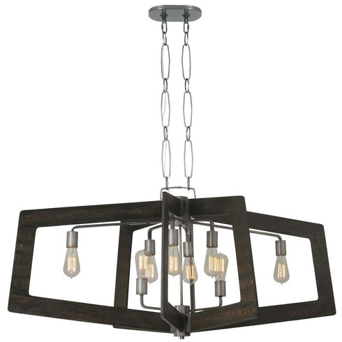 Varaluz Lofty 8 Light Linear Pendant Stee Zebrawood Model: 268N08SL