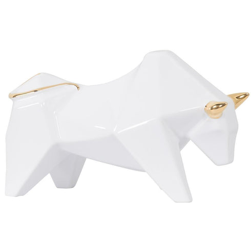 Varaluz Origami Zoo Bull Statue Whit Gold Model: 401A12WHGO