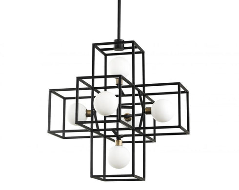 Varaluz Plaza 6 Light Pendant Carbo Havana Gold Model: 325P06CBHG