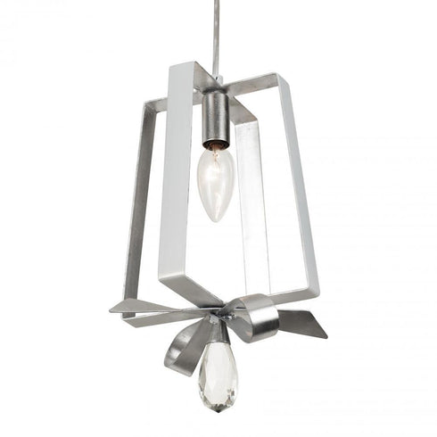Varaluz Posh 1 Light Tall Mini Pendant Pear Silver Model: 263M01TPESV