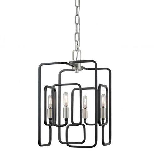 Varaluz Rectangulo 4 Light Pendant Silverad Carbon Model: 317P04SOCB