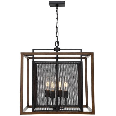 Varaluz Rio Lobo 4 Light Pendant Dark Oa Black Model: 285P04DOBL