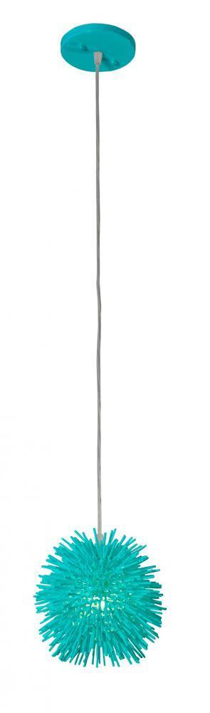 Varaluz Urchin 1 Light Uber Mini Pendant Aqua Model: 169M01SAQ