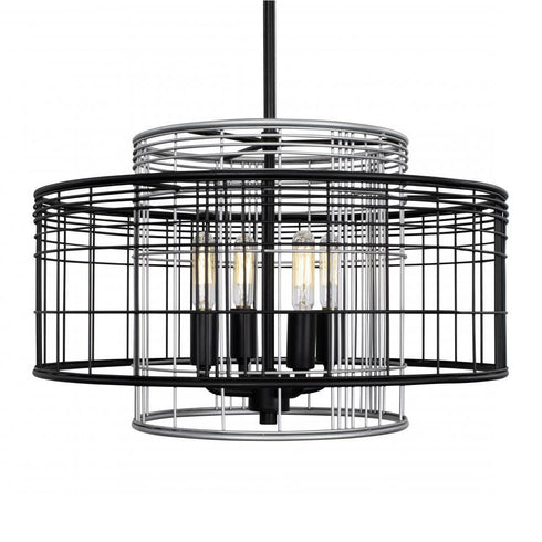 Varaluz Vivienne 4 Light Round Pendant Blac Grey Model: 333P04RBLGR