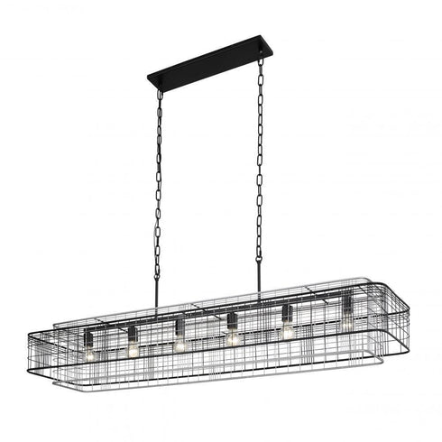 Varaluz Vivienne 6 Light Linear Pendant Blac Grey Model: 333N06BLGR