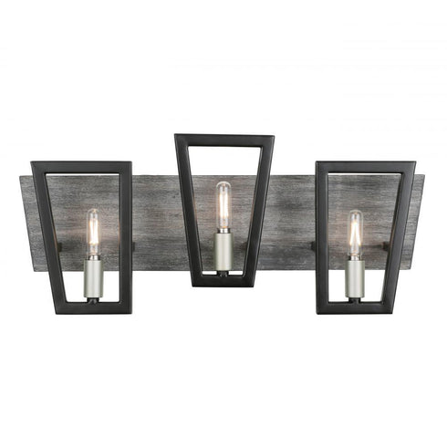Varaluz Zag 3 Light Bath Blac Grey Wood Model: 260B03BLG