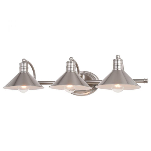 Vaxcel Akron 3 Light Vanity Satin Nickel And Matte Model: W0377