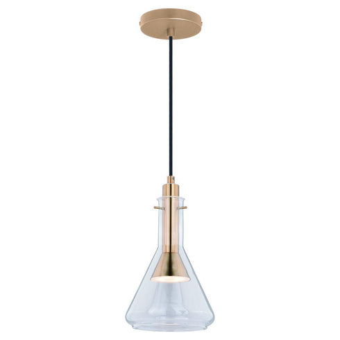 Vaxcel Bunsen 6.5 In LED Mini Pendant Natural Brass Model: P0286