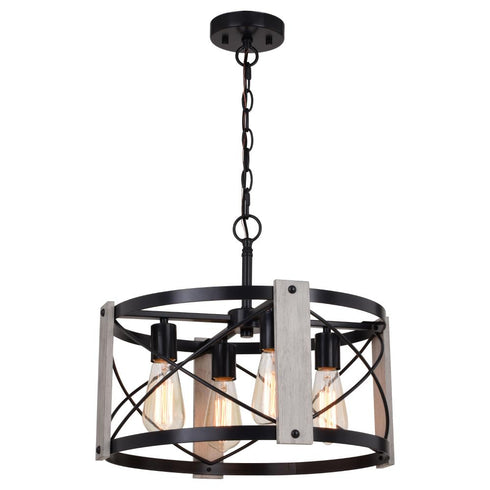 Vaxcel Burien 18 In. 4 Light Pendant Black And Model: P0365