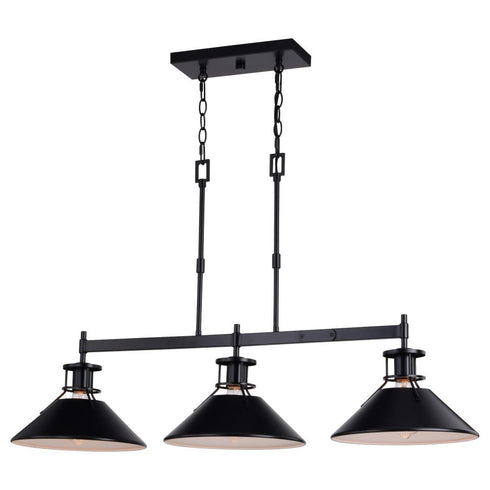 Vaxcel Canton 3 Light Linear Chandelier Black And Model: H0270