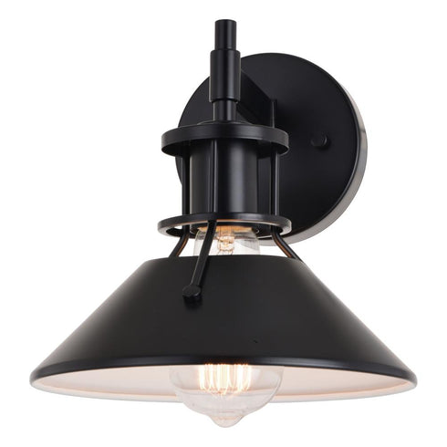 Vaxcel Canton 8.75 In. Wall Light Black And Matte Model: W0415