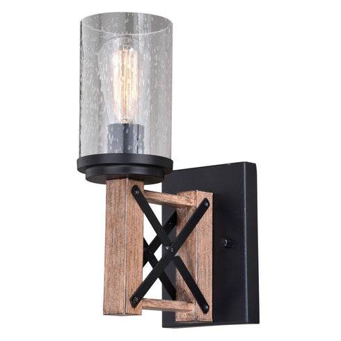 Vaxcel Colton 1 Light Vanity Rustic Oak And Noble Model: W0336