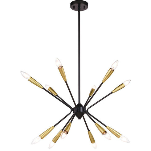 Vaxcel Ellis 25.25 In. 12 Light Pendant Matte Black Model: P0375