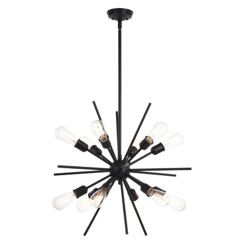 Vaxcel Estelle 27.5 In. 12 Light Pendant Matte Black Model: P0343