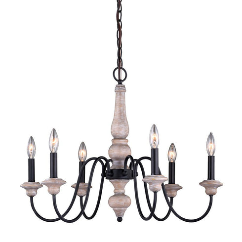 Vaxcel Georgetown 6 Light Chandelier Vintage Ash And Model: H0236