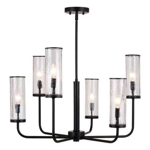 Vaxcel Glencoe 28 In. 6 Light Chandelier Matte Black Model: H0266