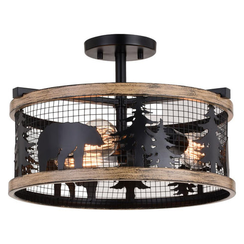 Vaxcel Kodiak 16 In. 3 Light Semi Flush Black And Model: C0263