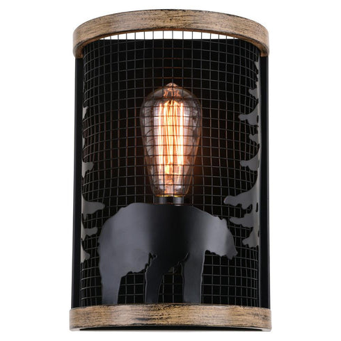 Vaxcel Kodiak 8 In. Wall Light Black And Burnished Model: W0408
