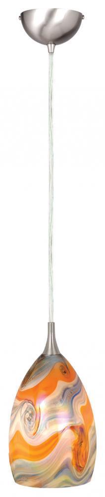 Vaxcel Milano 4-3/8 Inch Mini Pendant W/color Cloud Glass Model: PD30148SN