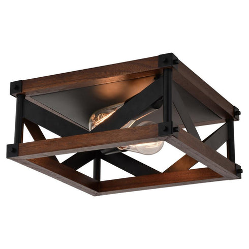 Vaxcel Wade 13 In. 2 Light Flush Mount Matte Black Model: C0260