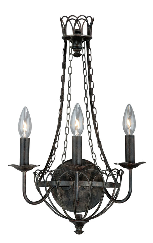W0066 Vaxcel Novara 3L Wall Sconce Aged Walnut