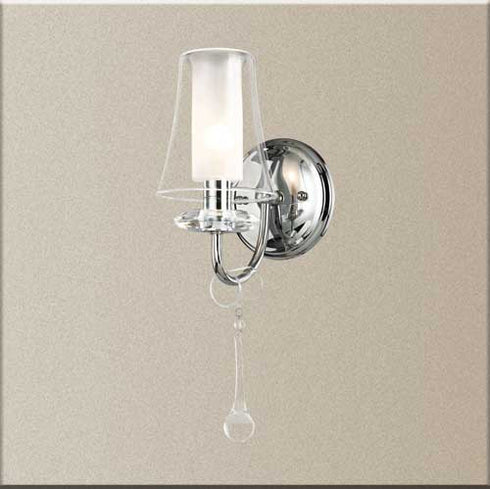W311-1-CM Single Light Wall Sconce with Frosted/Clear Glass Shades