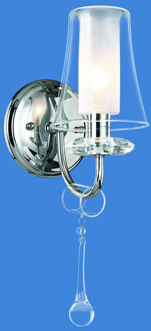 W311-1-CM Single Light Wall Sconce with Frosted/Clear Glass Shades