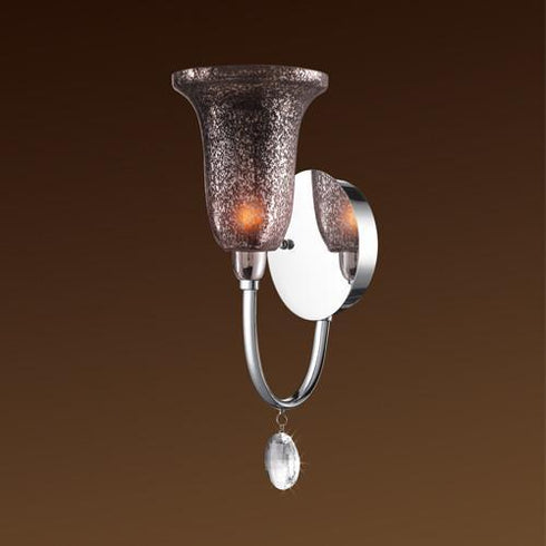 W343-1-CM-CM 1-Light Chrome Wall Sconce ��with Dark Speckled Glass Shade
