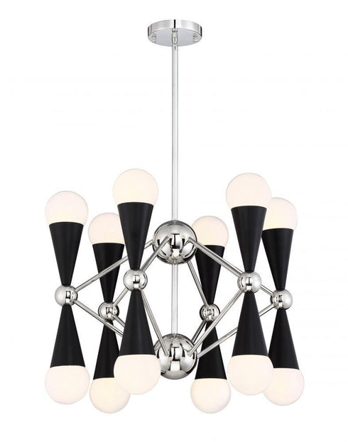 Zeev Lighting Crosby 0 Light Chandelier Model: CD10220-12-BLK+PN