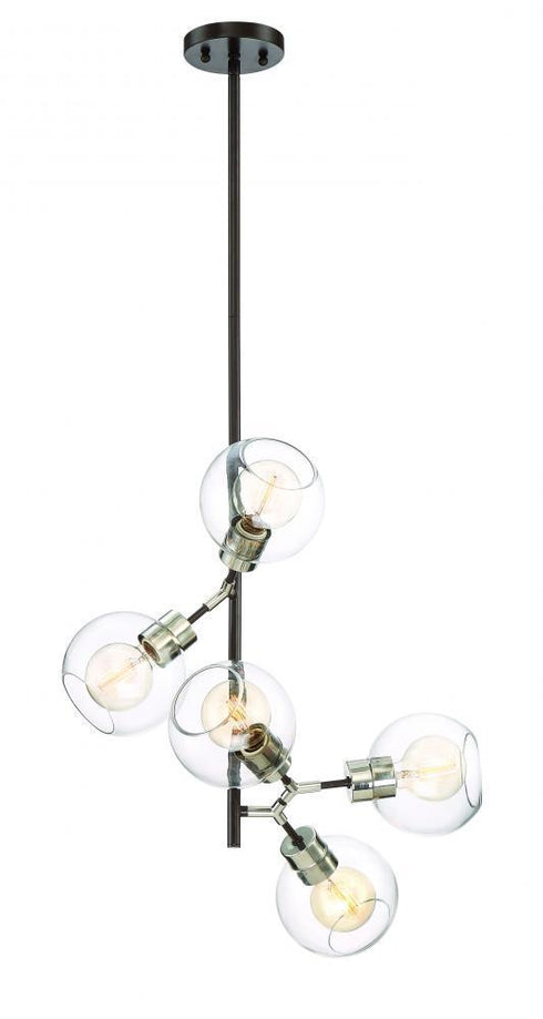 Zeev Lighting Pierre 5 Light Pendant Model: P30090-5-PN-MBK