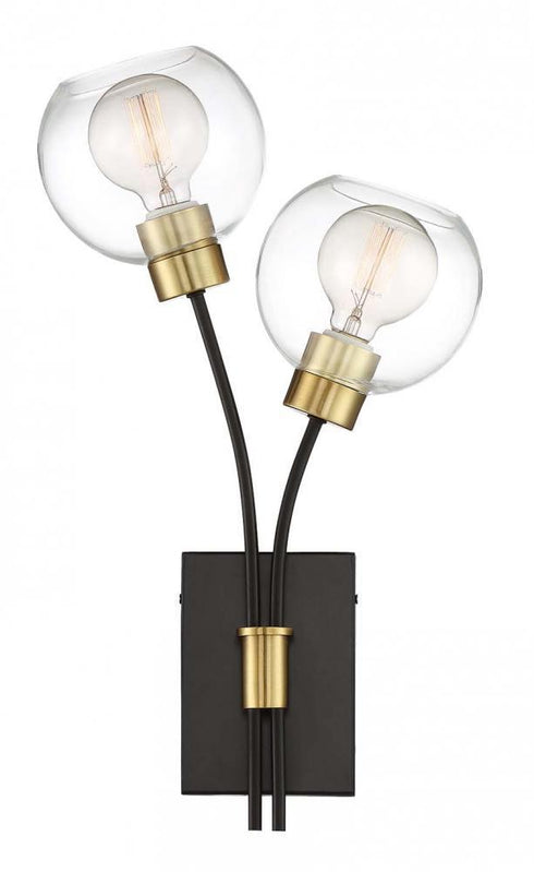 Zeev Lighting Pierre 2 Light Wall Sconce Model: WS70029-2-PB+MBK